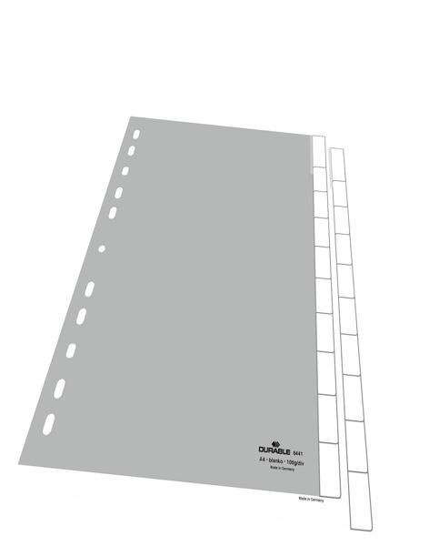 Laikiklis Durable DURABLE Blanko-Register PP blanko Taben 10-teilig grau