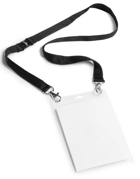 Laikiklis Durable DURABLE Event-Namensschild A6 mit Textilband Duo 10 St schw