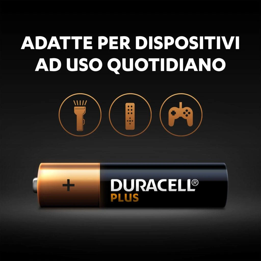 Duracell Plus AAA baterija su pritaikymo piktogramomis