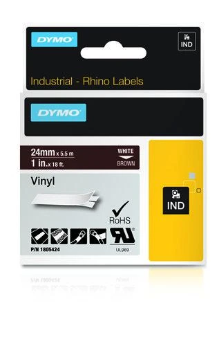 DYMO Rhino Vinilinė Juostelė 19mm x 5.5m / baltas ant raudonos (1805422)