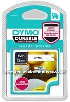 DYMO D1 Patvarus 12 mm x 5,5 M, Juodas ant Balto