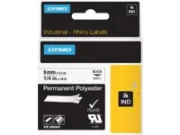 DYMO Rhino Professional, poliesterio juosta, 6 mm, juodas tekstas ant baltos juostos, 5,5 m 1805442