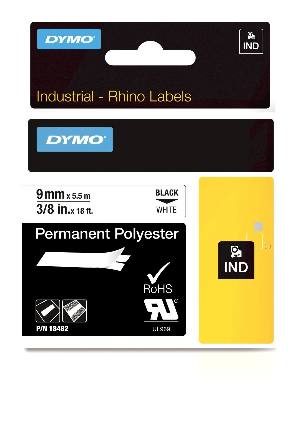 DYMO 18482 etikečių juostelė Juoda ant baltos