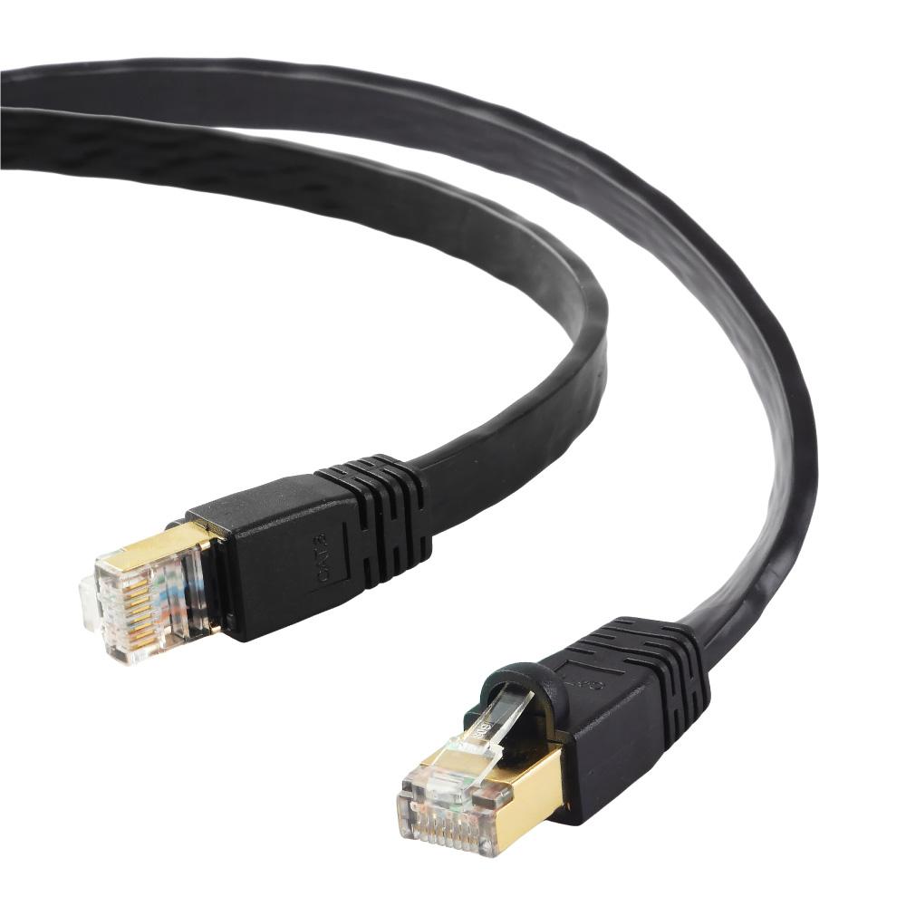 EDIMAX CAT8 U-FTP AWG26 plikas varis Flat Patch laidas 5M Juodas