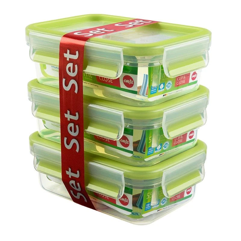 Emsa Food Clip&Close transp./mėlyna 3v pakuotė 0,55l