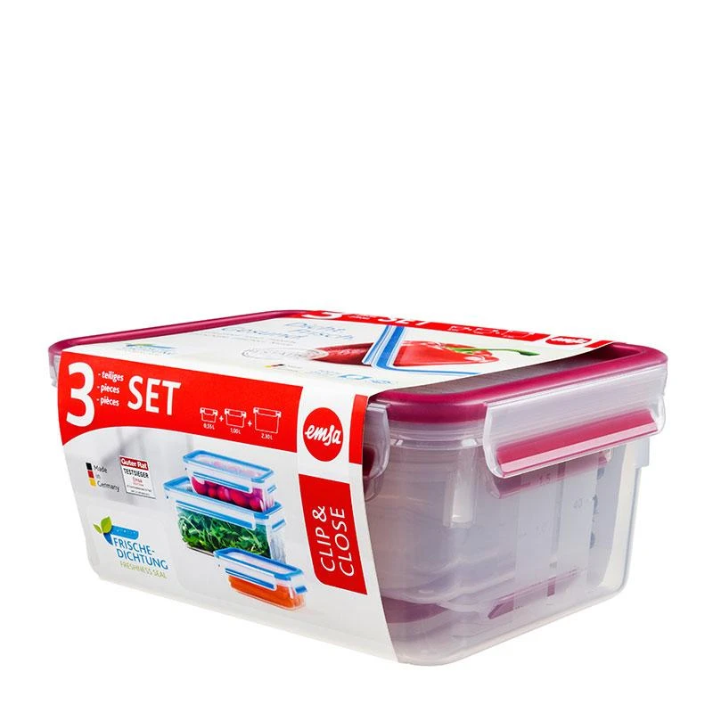 Emsa Emsa Clip & Close maisto konteinerių rinkinys – 3 - 0,55 / 1,0 / 2,3 l rinkinys