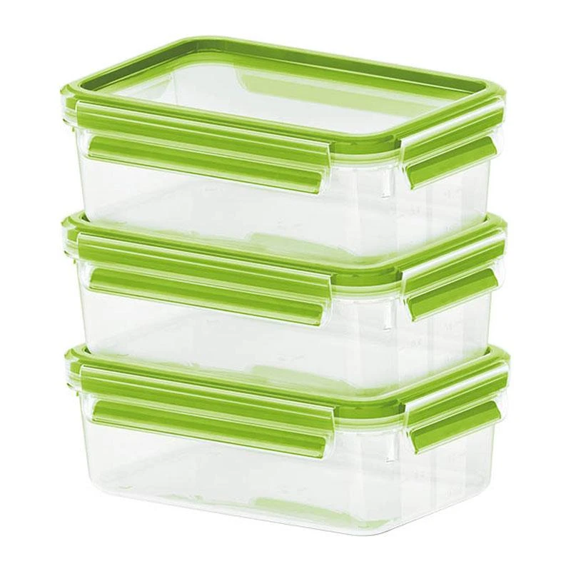 Emsa Food Clip&Close 515583 transp./žalias 0,55l 3p komplektas