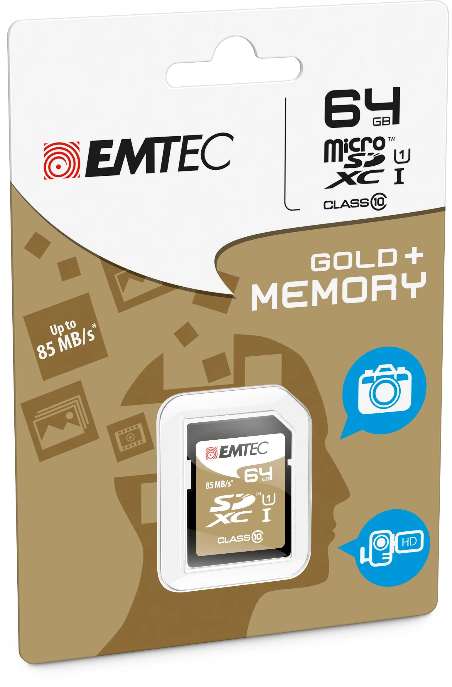 EMTEC 64GB MicroSDXC kortelė originalioje pakuotėje