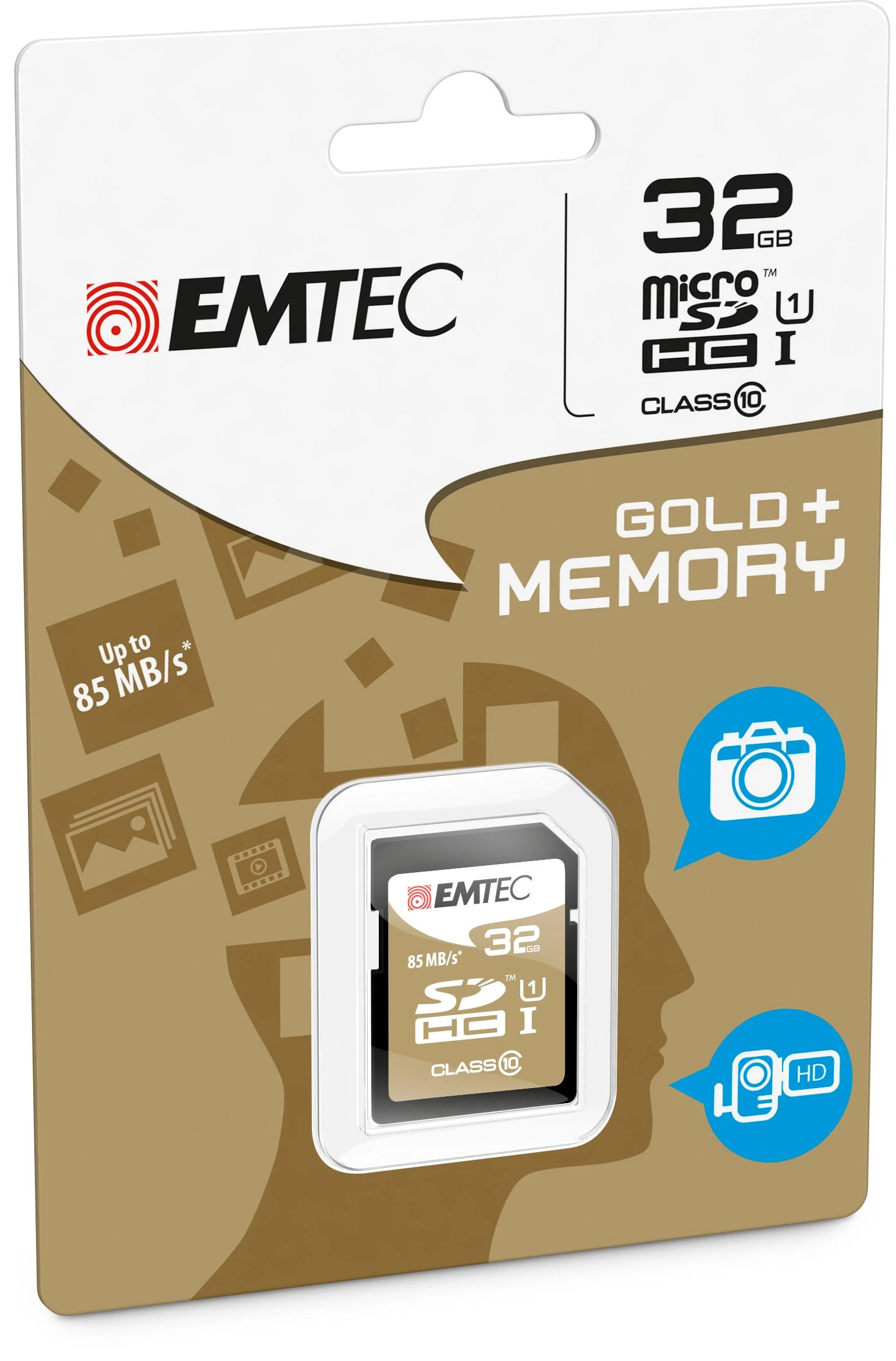 Emtec 32GB micro SDHC atminties kortelė pakuotėje
