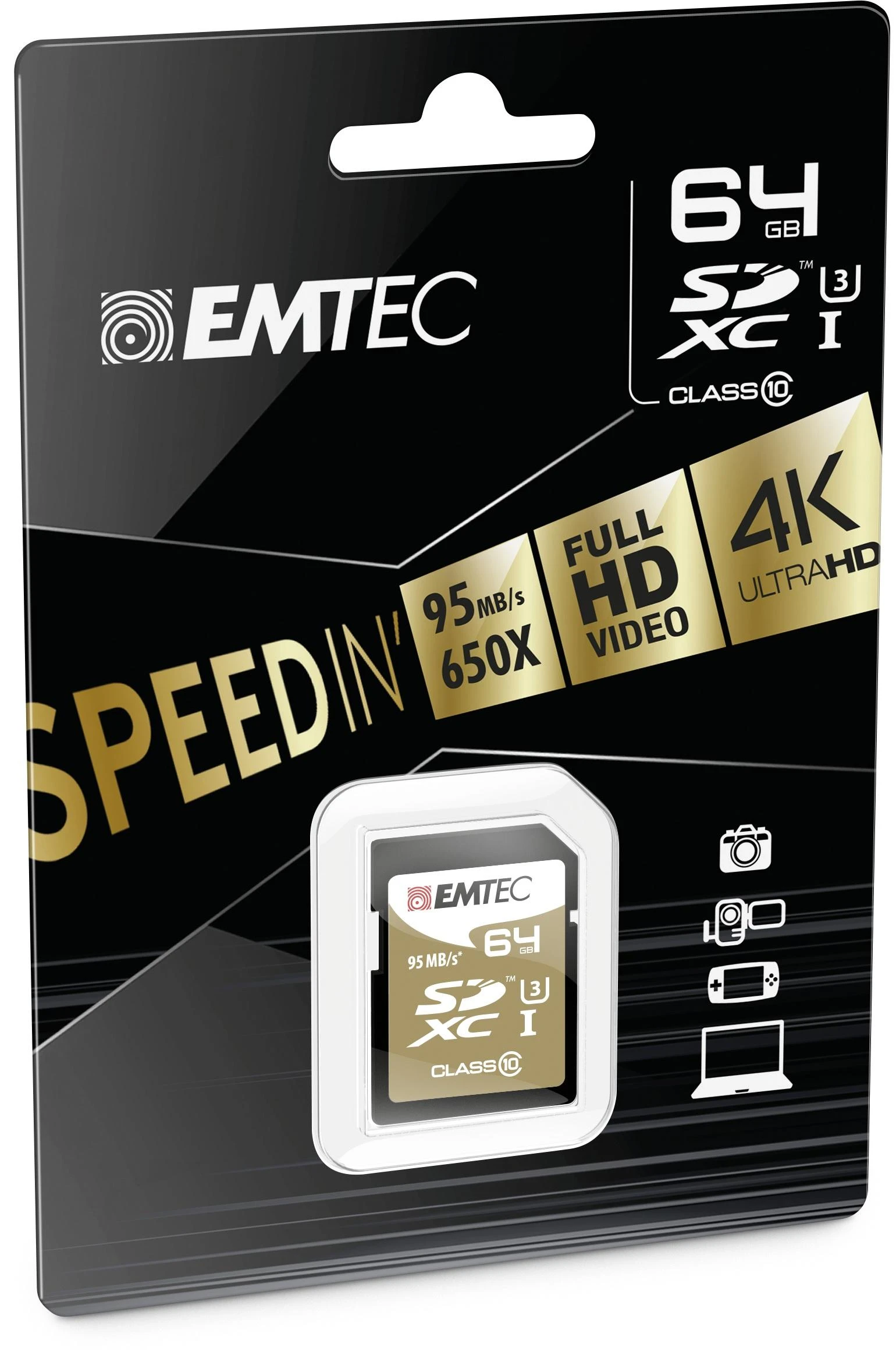 Emtec 64GB SDXC atminties kortelė pakuotėje