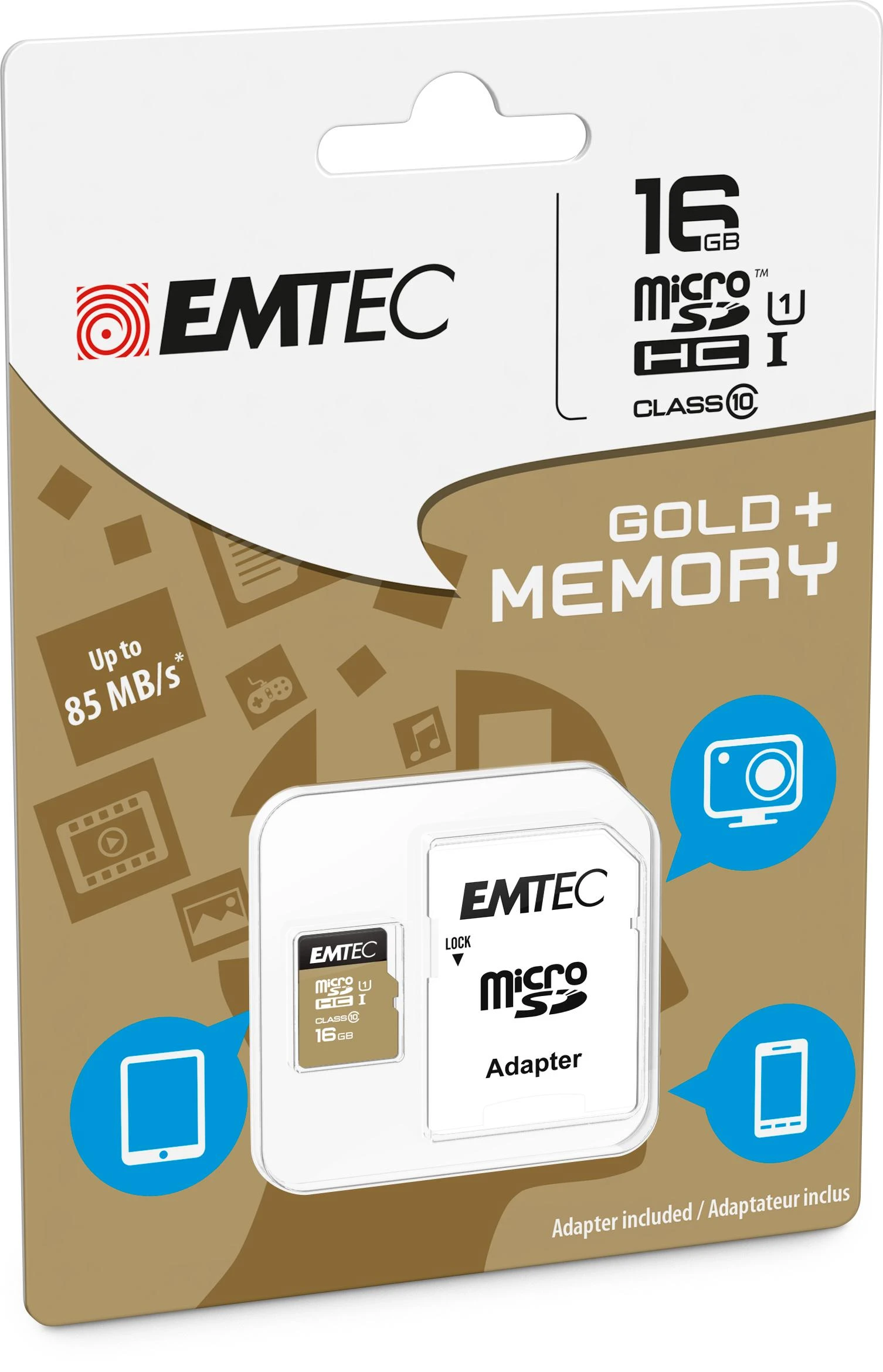 Emtec 16GB Micro SDHC kortelė su adapteriu