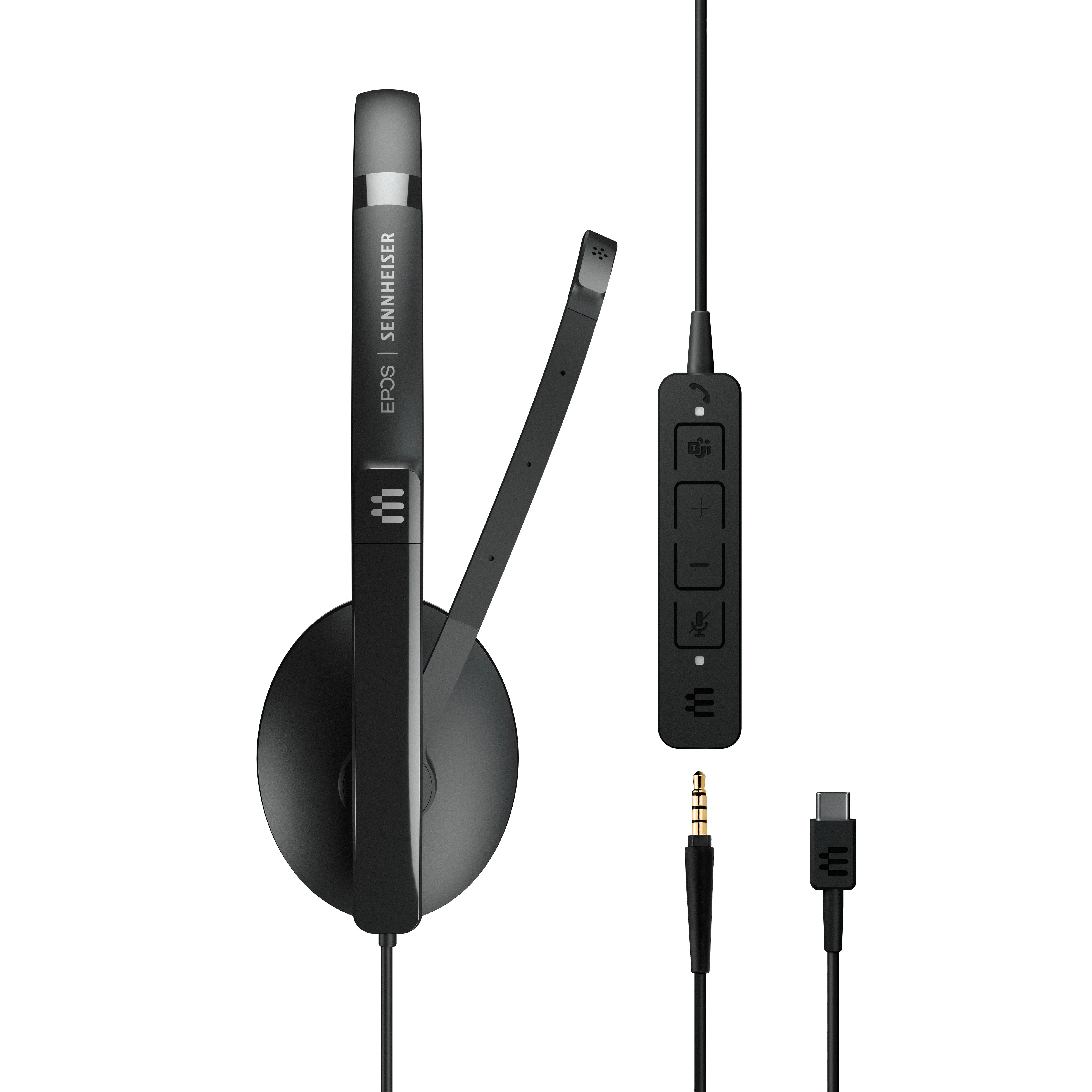 Ausinės EPOS ADAPT 165T USB-C II, USB LAIDINIS DVIPUSIS 3,5 mm + USB