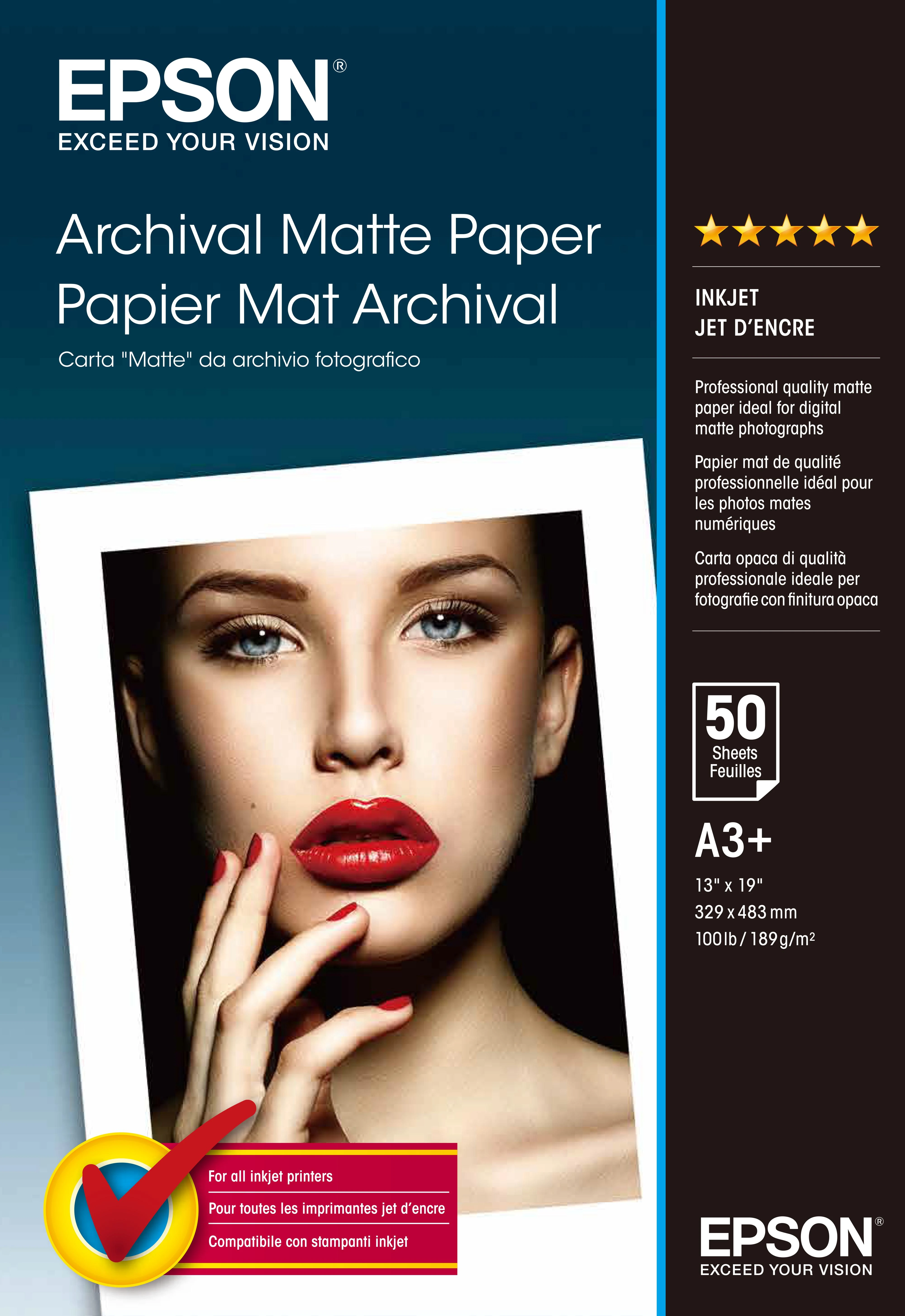Epson Archival matinis popierius, A3+, 192 g/m2, 50 lapų
