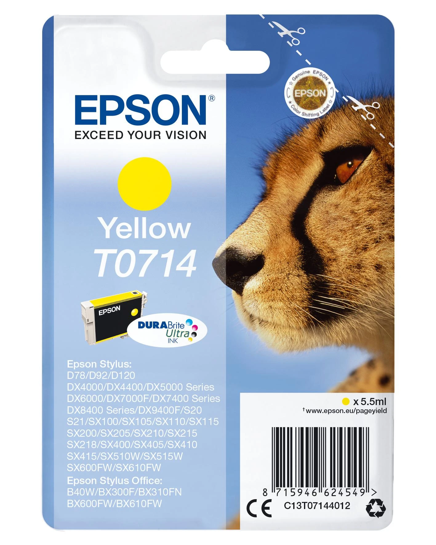 Rašalo kasetė EPSON T071440, Geltona