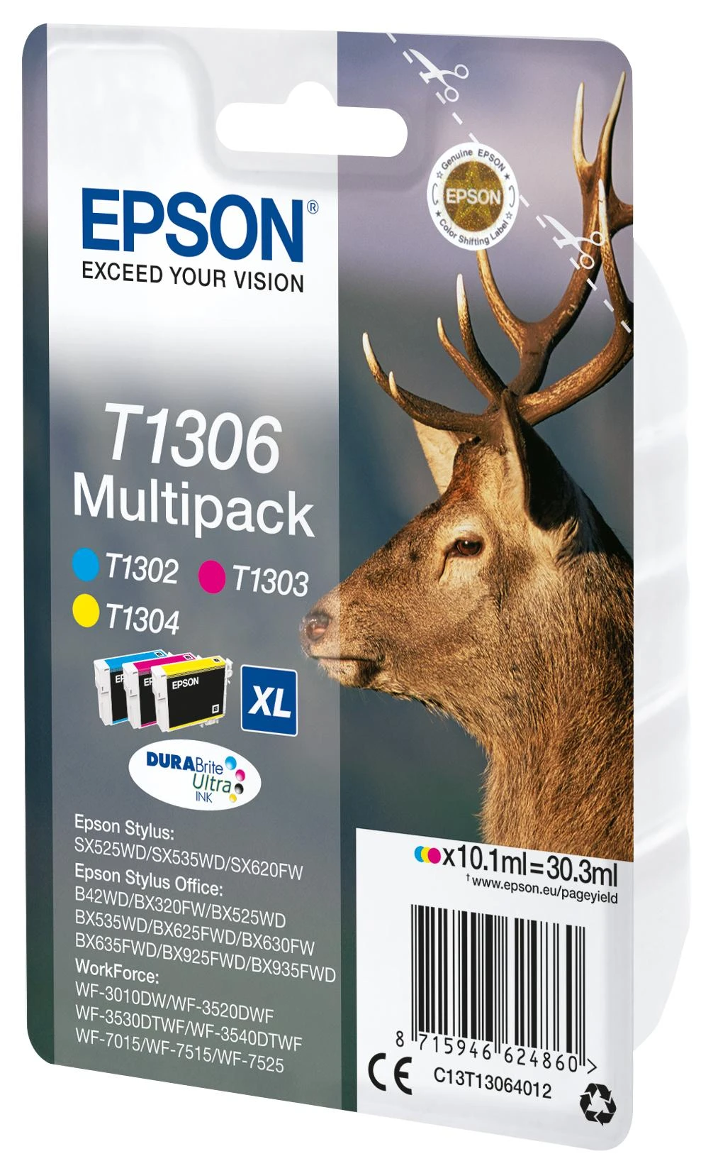 Epson rašalo T1306 rašalo CMY rinkinys (T1302 + T1303 + T1304) (C13T13064012)