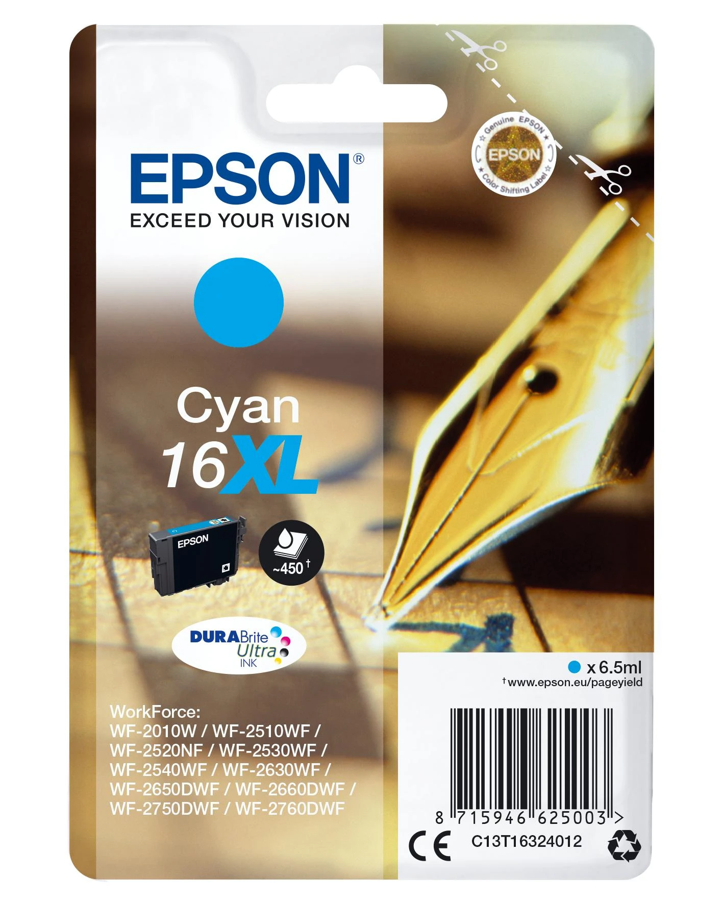 Epson 16 XL rašalo kasetė, žalsvai mėlyna