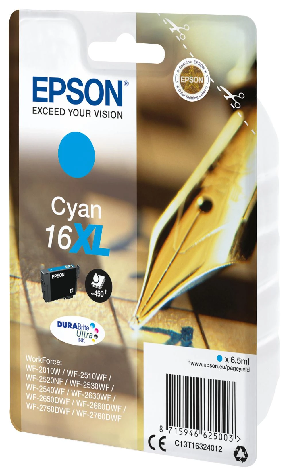 Epson 16 XL rašalo kasetė, žalsvai mėlyna