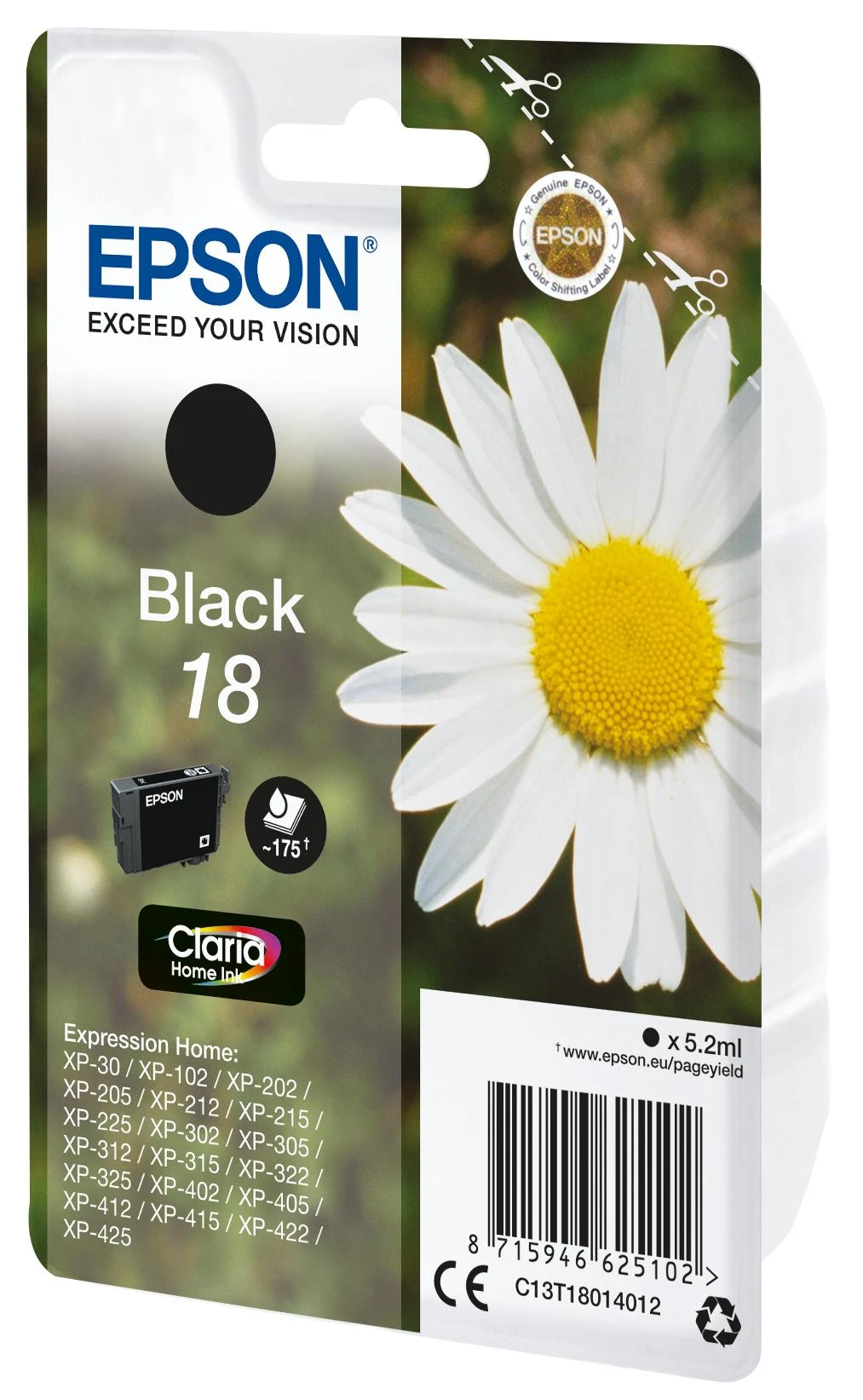 Epson 18 BK Ink cartridge, Juodas