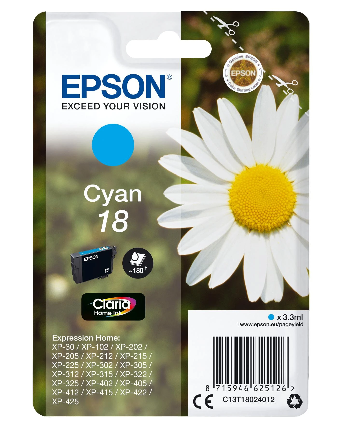 Epson Ink No 18 Epson18 Epson 18 Cyan (C13T18024012)
