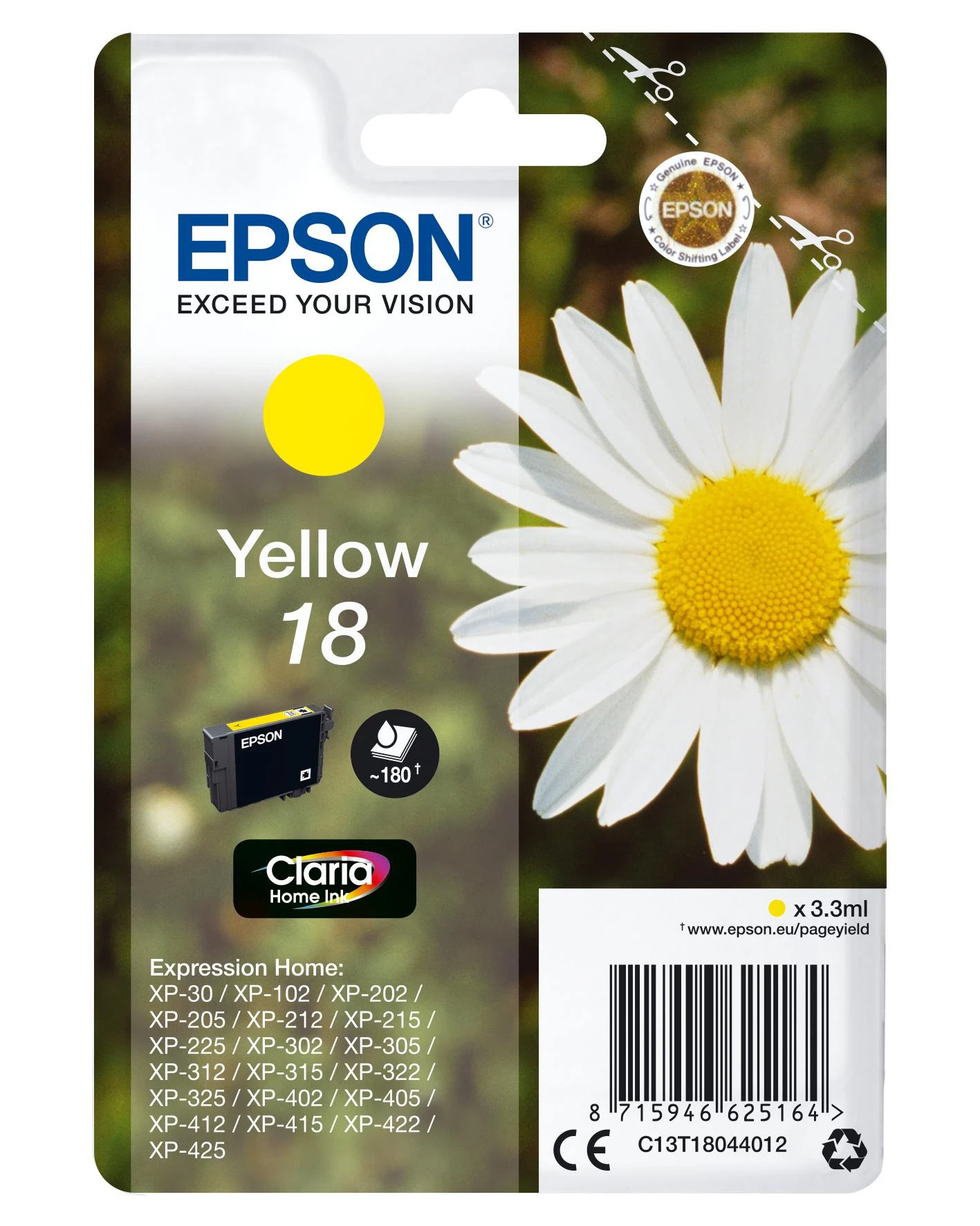 Epson 18 rašalo kasetė, Geltona