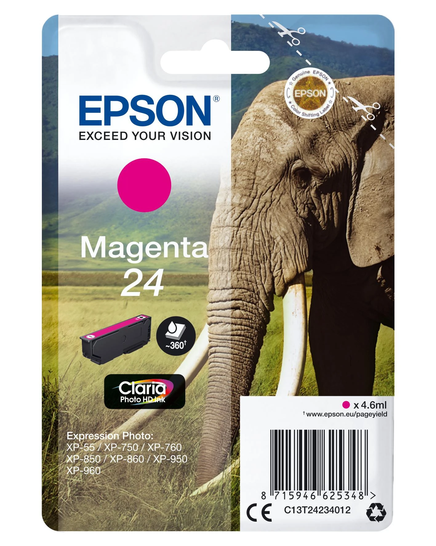 Epson rašalo kasetė purpurinė Claria Photo HD T 242 T 2423