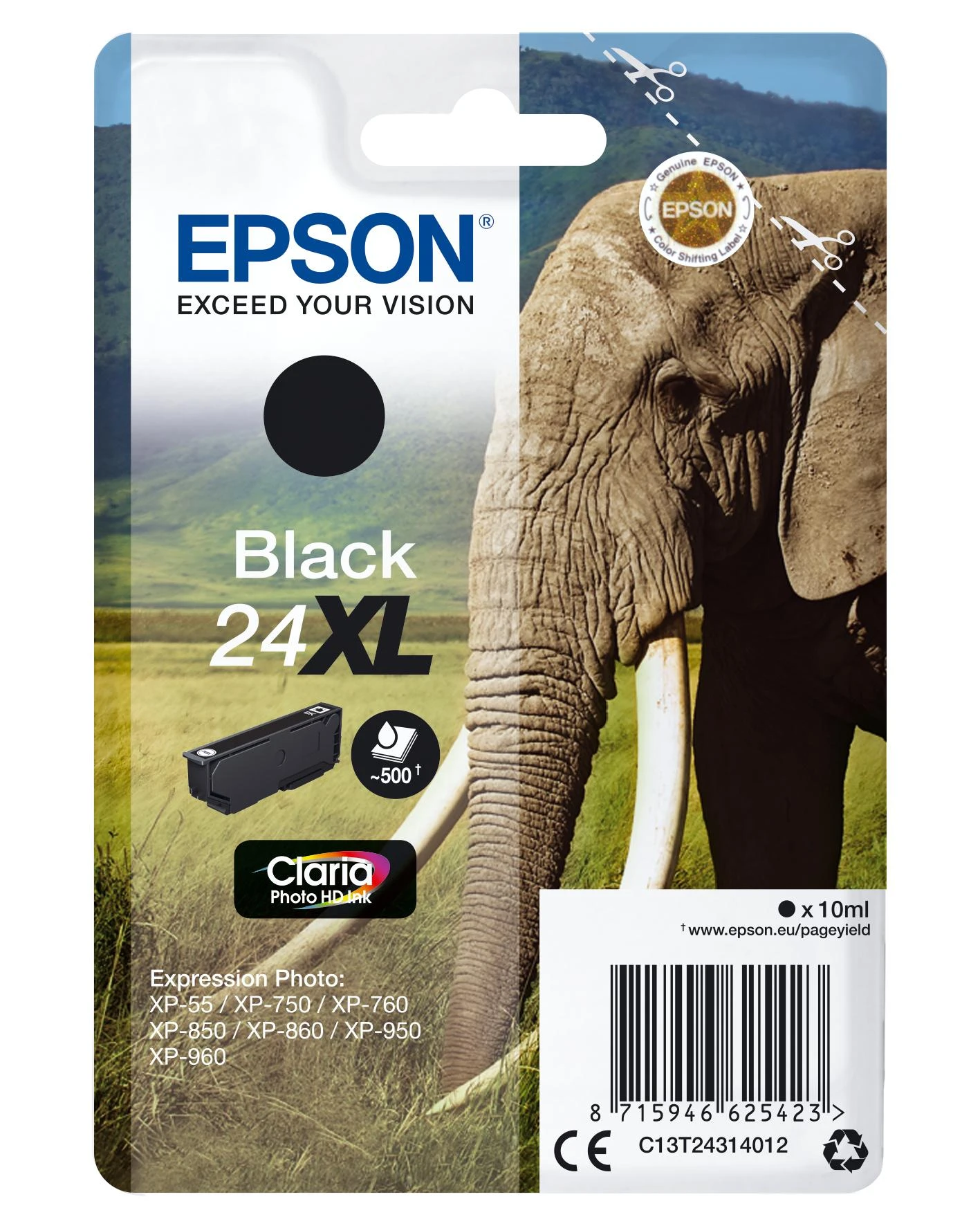 Epson No.24 XL (C13T24314012), juoda kasetė