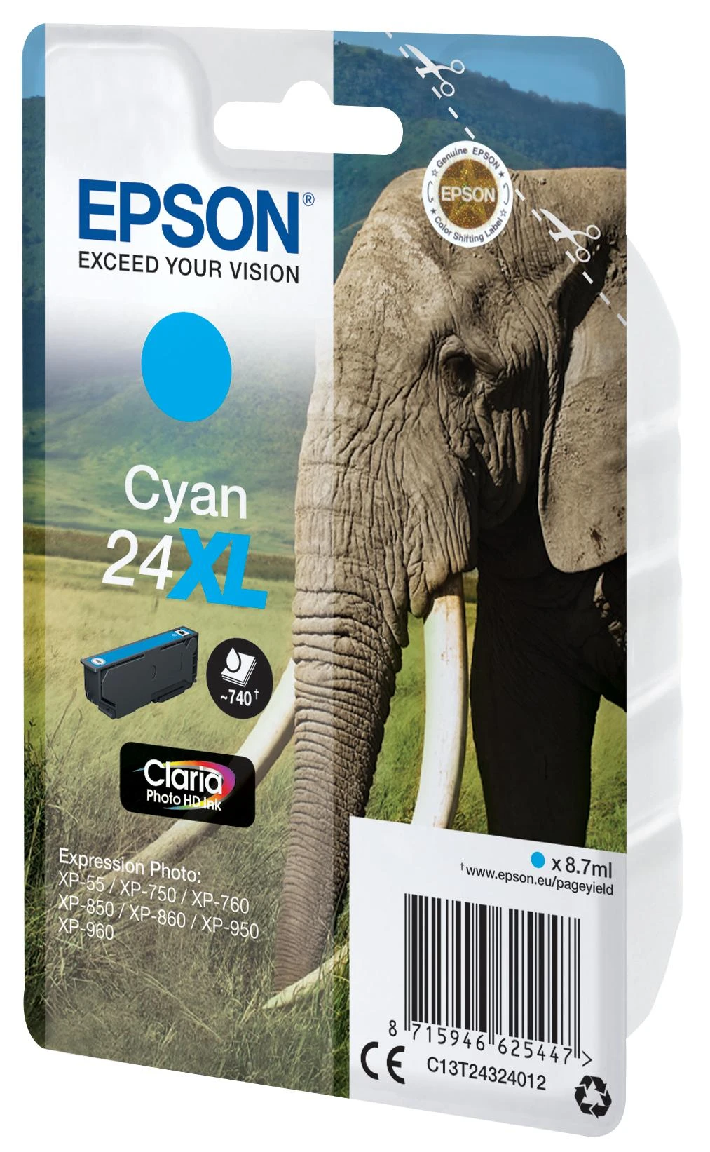 Epson No.24 XL (C13T24324012), žydra kasetė