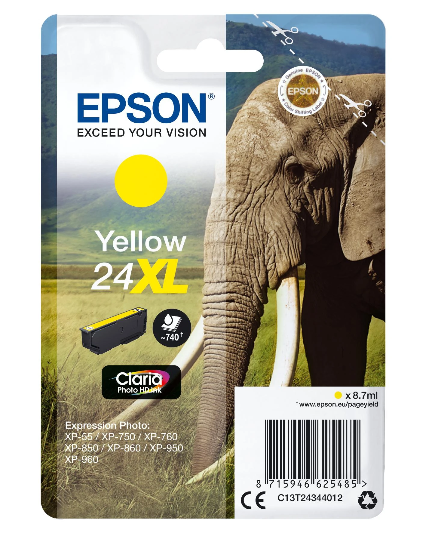 „Epson Claria Photo HD“ rašalo kasetė, „Geltona“, 24XL