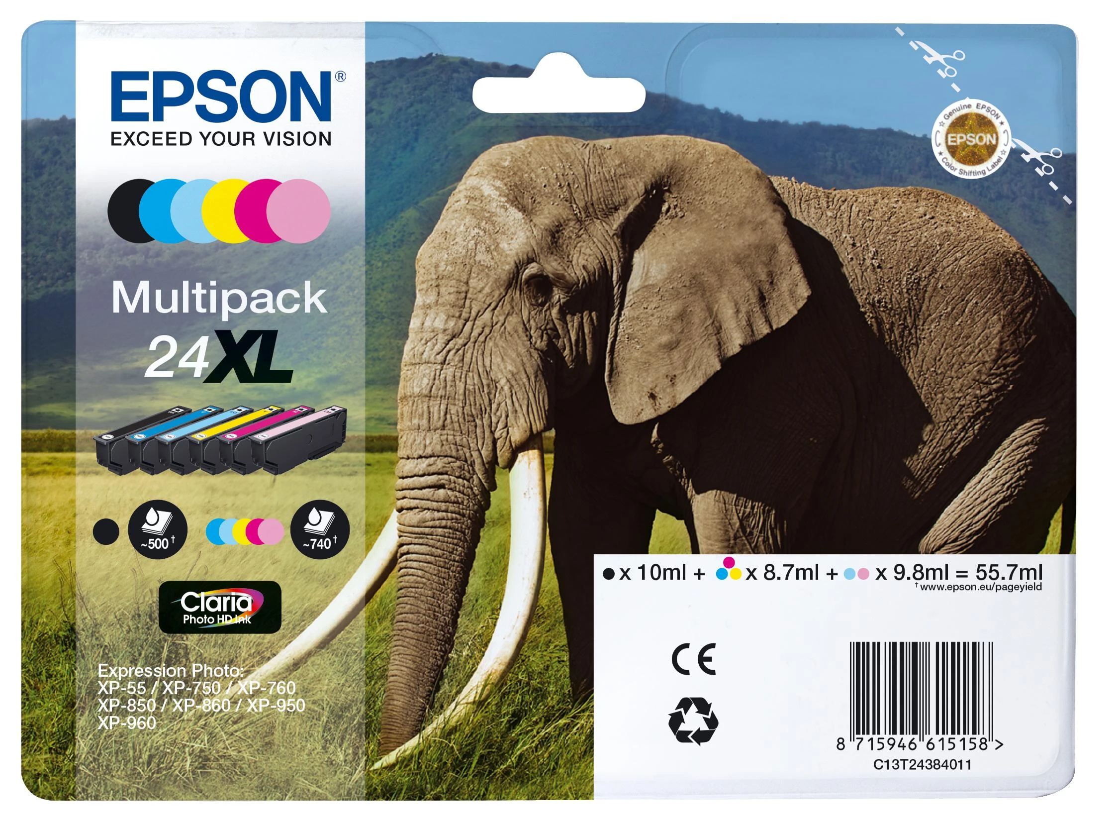Epson No.24XL (C13T24384011), 6 spalvų kasečių rinkinys