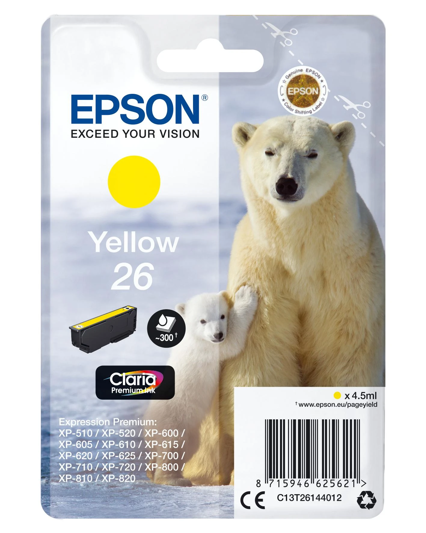 Epson T2614 (26) (C13T26144010), geltona kasetė