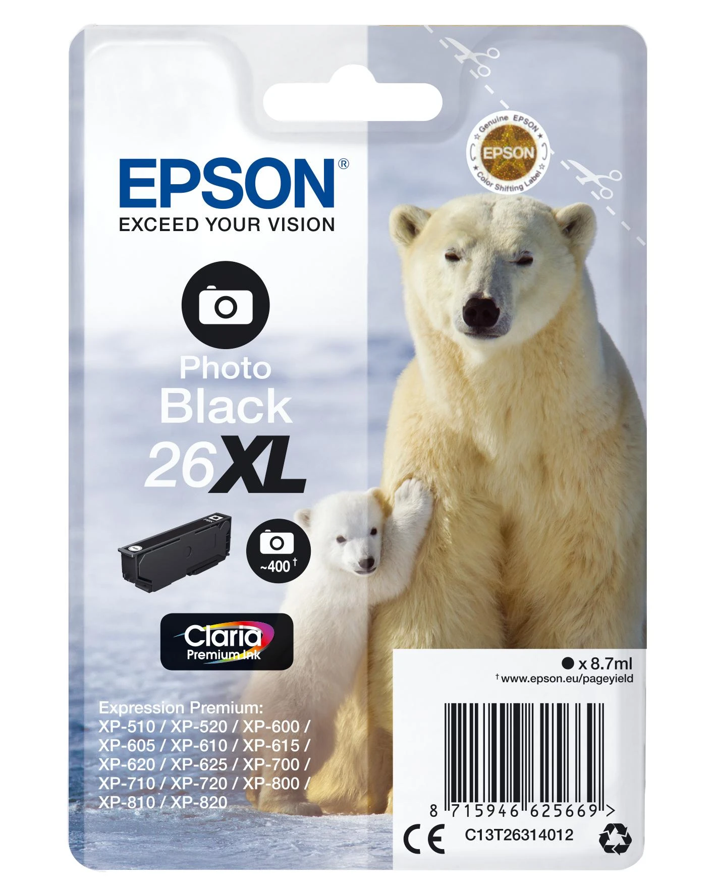 Epson 26XL Ink Cartridge, Juodas