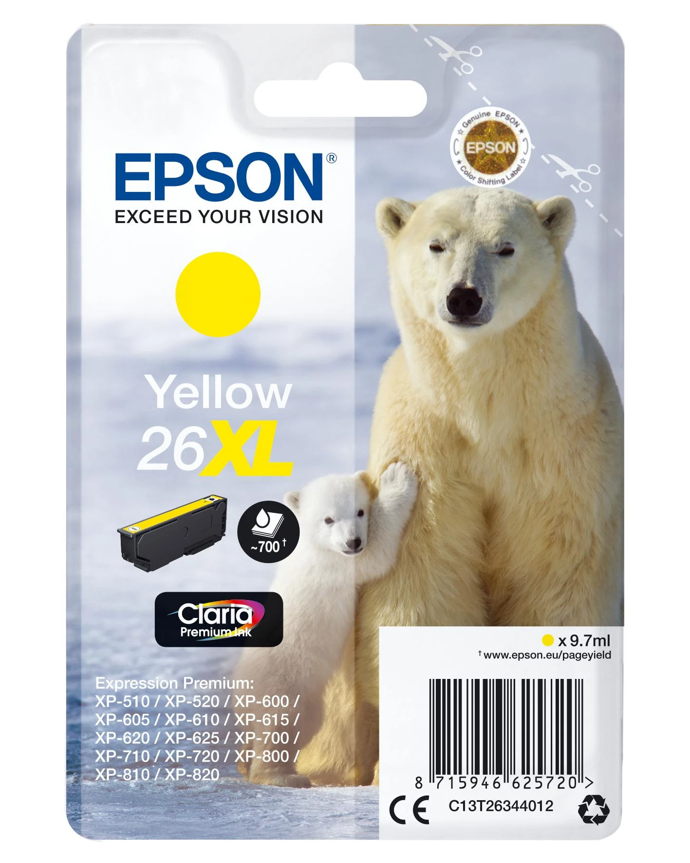 Epson 26XL rašalo kasetė, Geltona