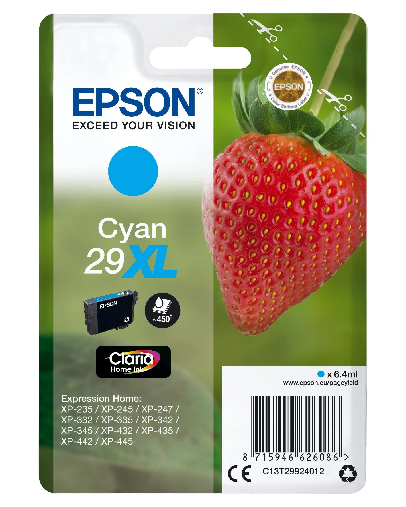 Epson No.29XL HC (C13T29924012), žydra kasetė