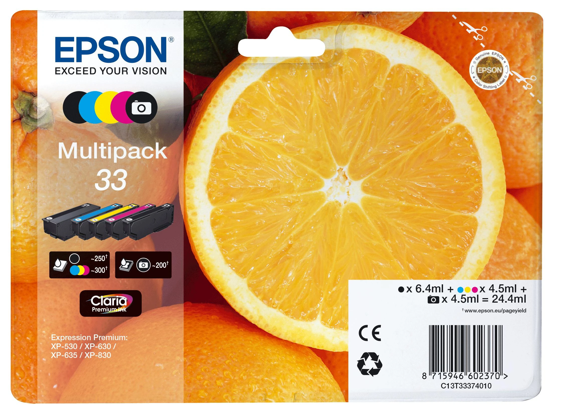 Ink cartridge Set Epson C13T33374011 (original , 24.4 ml, juodas, mėlynas, Magenta, violetinė, yellow)