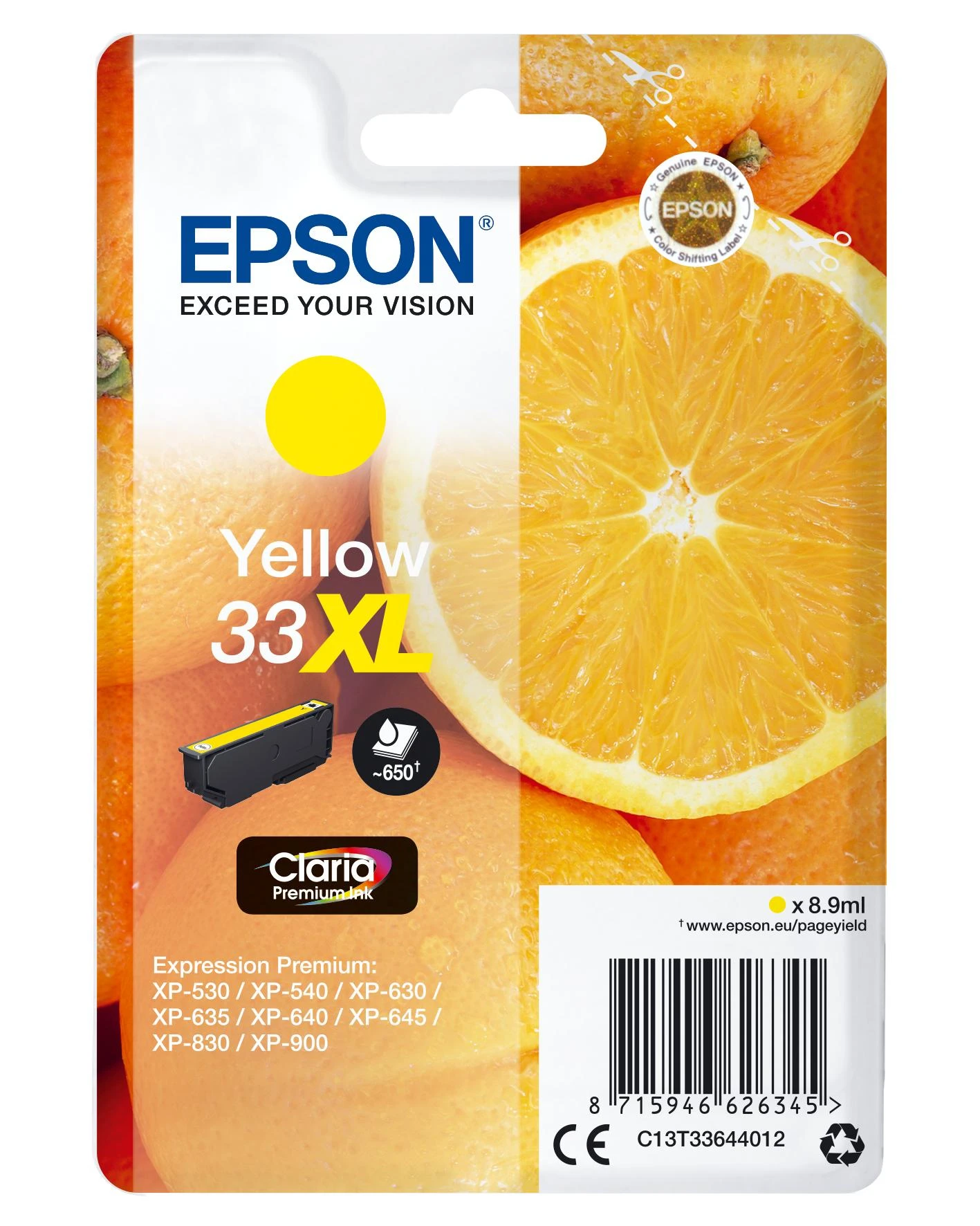Epson T3364, 33XL rašalo kasetė, Geltona