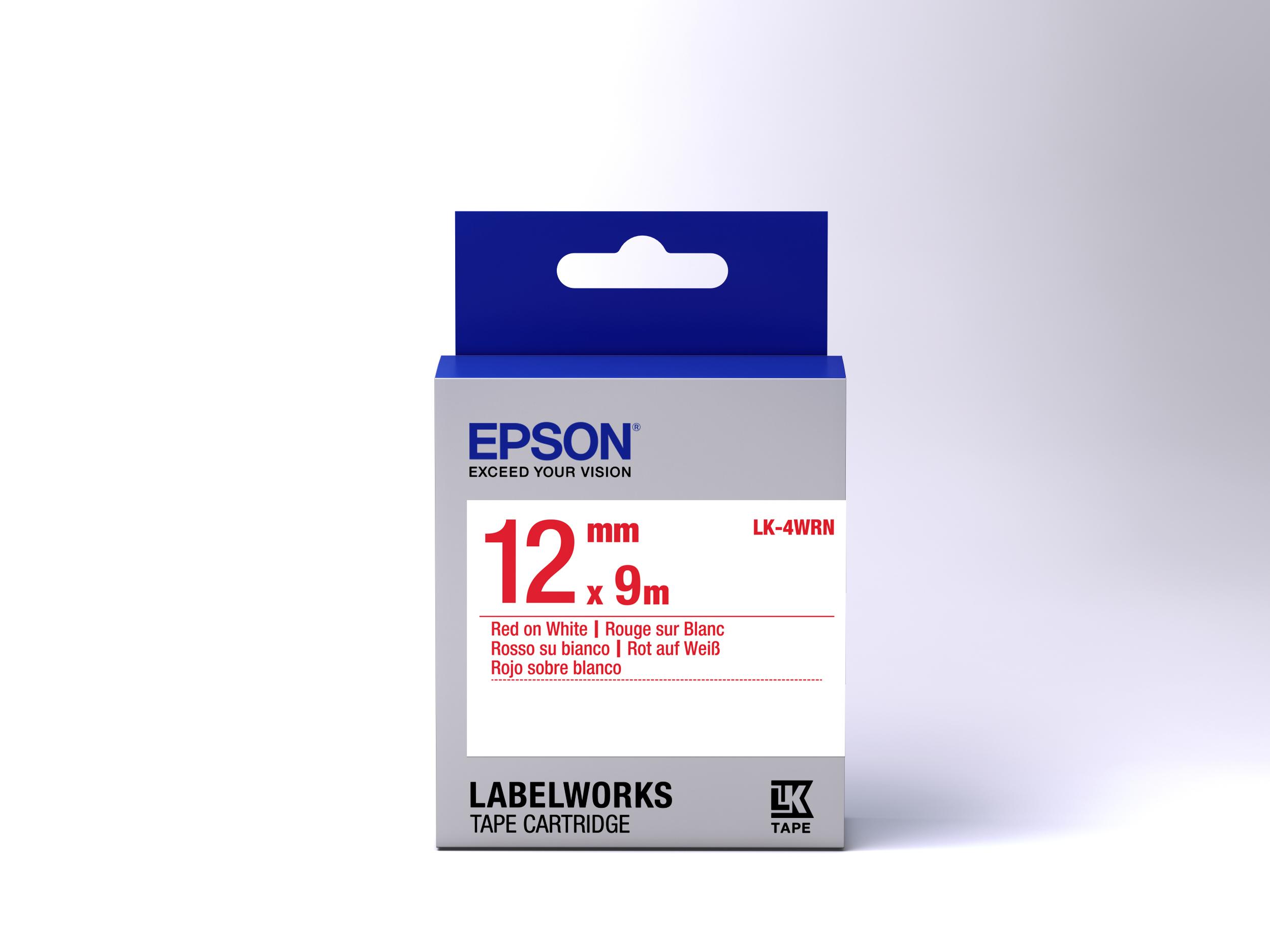 Epson LK-4WRN (C53S654011) Label Cartridge Standard, Raudona on Baltas 12mm (9m)
