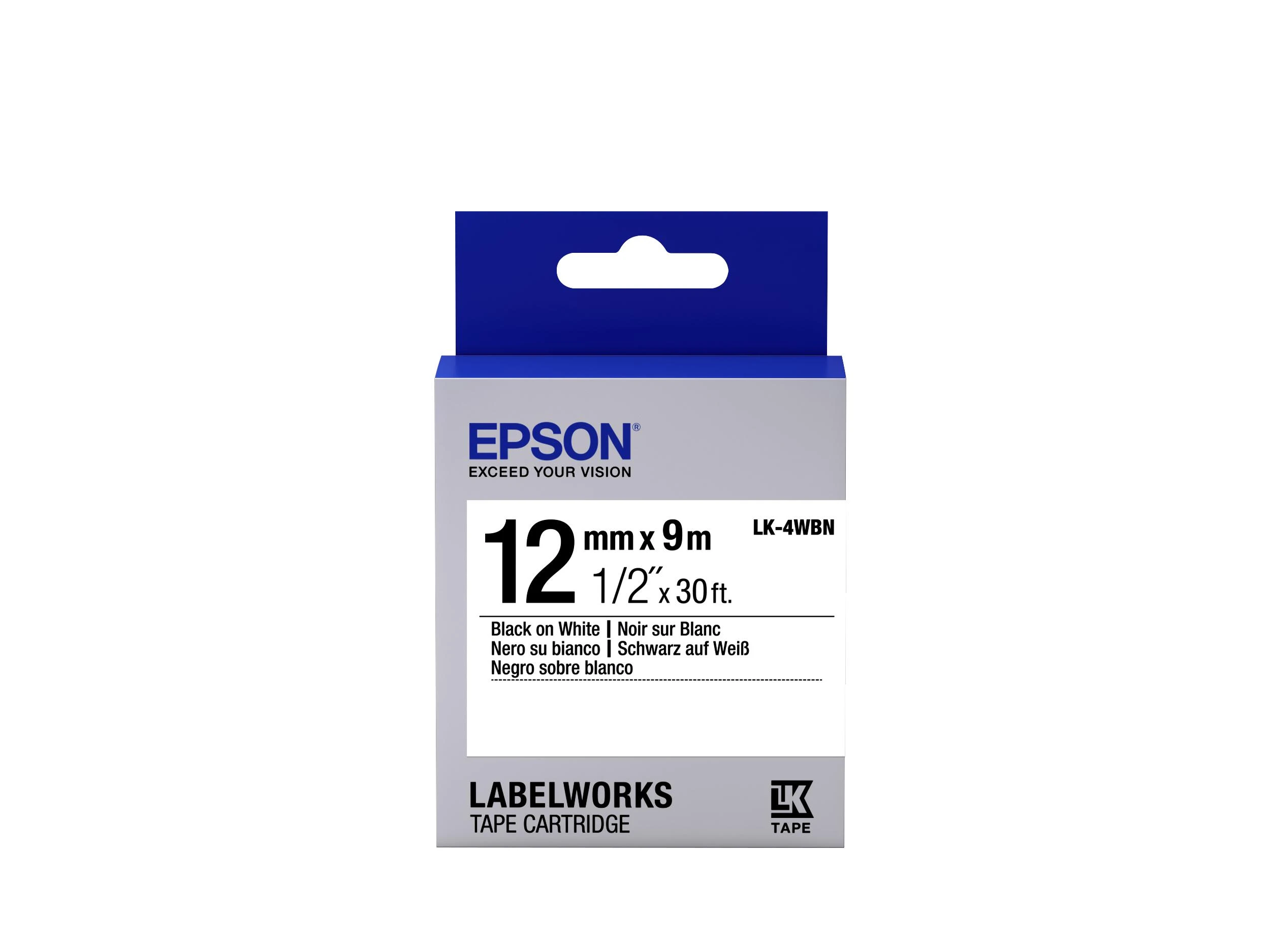 Epson Label Cartridge LK-4WBN Standartiniai klijai Juodas ant Balto 12mm (9m)