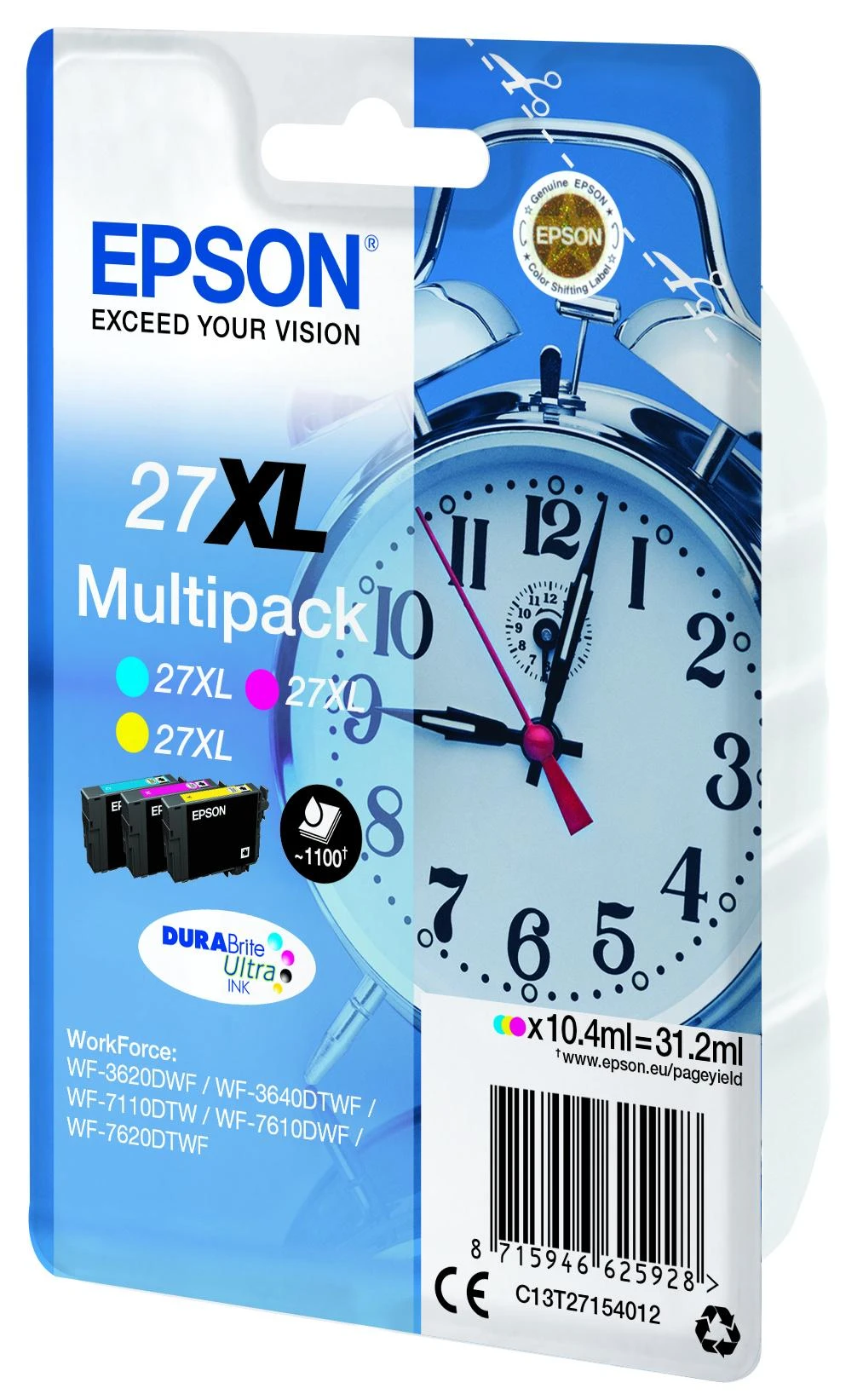 Žadintuvas Multipack Epson T2715 C/M/Y 3-color 27XL DURABrite | 31,2 ml