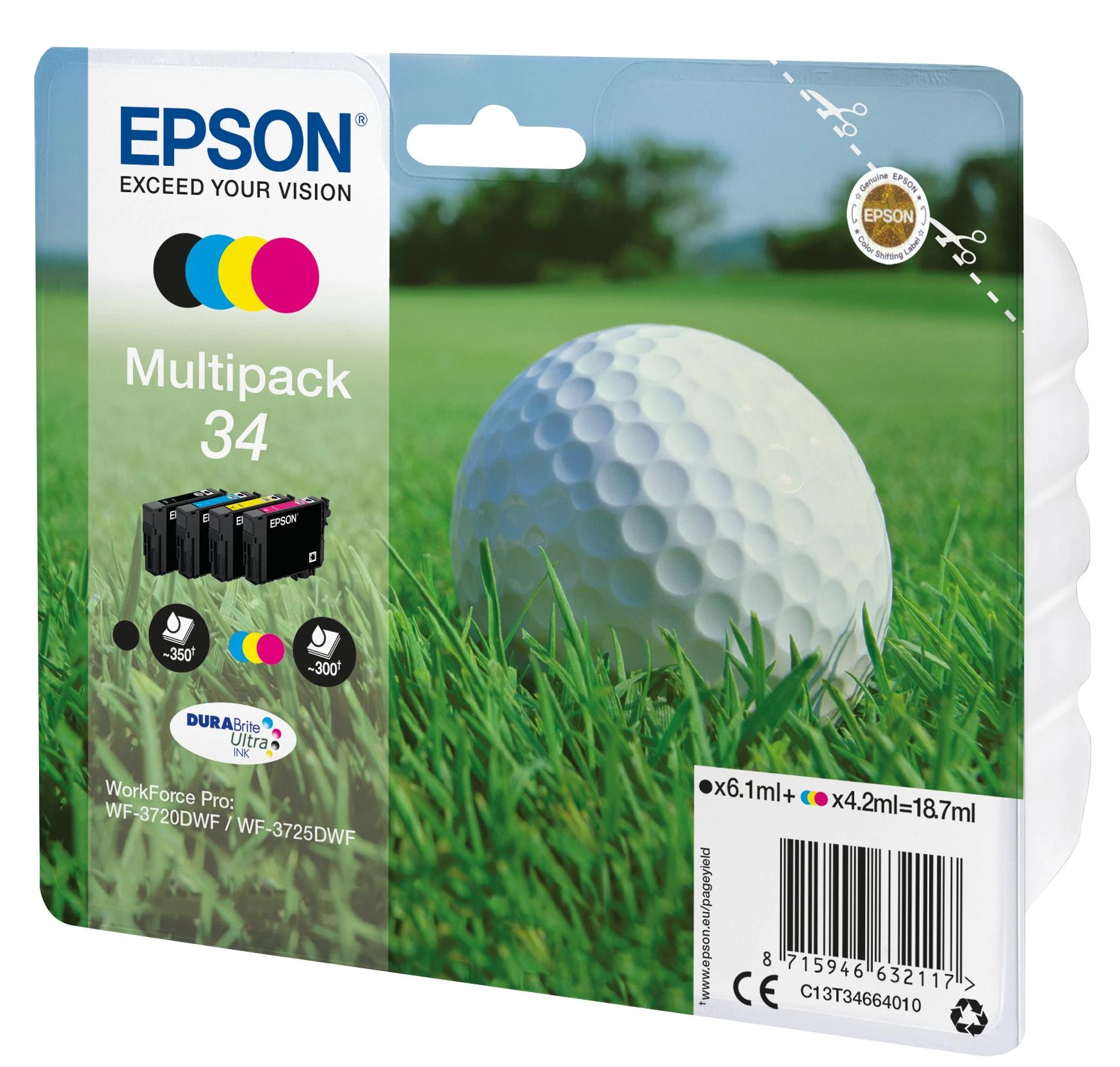 Rašalas Golf ball Multipack Epson 4-colours 34 DURABrite Ultra | 18,7 ml