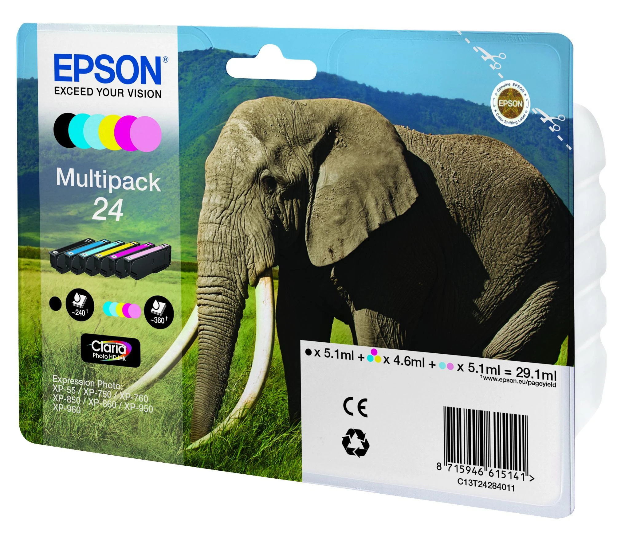 Epson No.24 (C13T24284010) (C13T24284011), 6 spalvų kasečių rinkinys