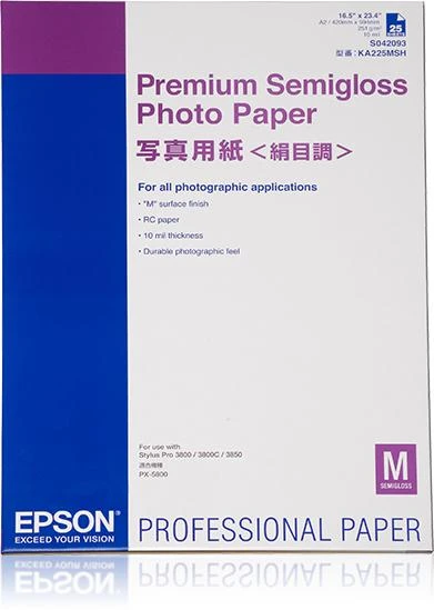 „Epson Premium Semigloss“ fotopopierius – DIN A2 – 250 g/m² – 25 lapai – pusiau blizgus – 250 g/m² – A2 – 25 lapai – 0,96 % – „SureColor SC-T7200D“ – „SureColor SC-T7200“ – „SureColor SC-T5405“ – „SureColor SC-T5400M“ – 240 V „SureColor“...