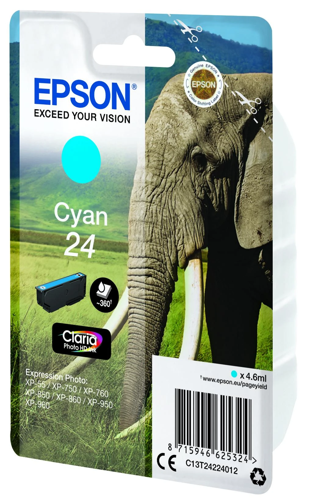 Epson rašalo kasetė žalsvai mėlyna Claria Photo HD T 242 T 2422