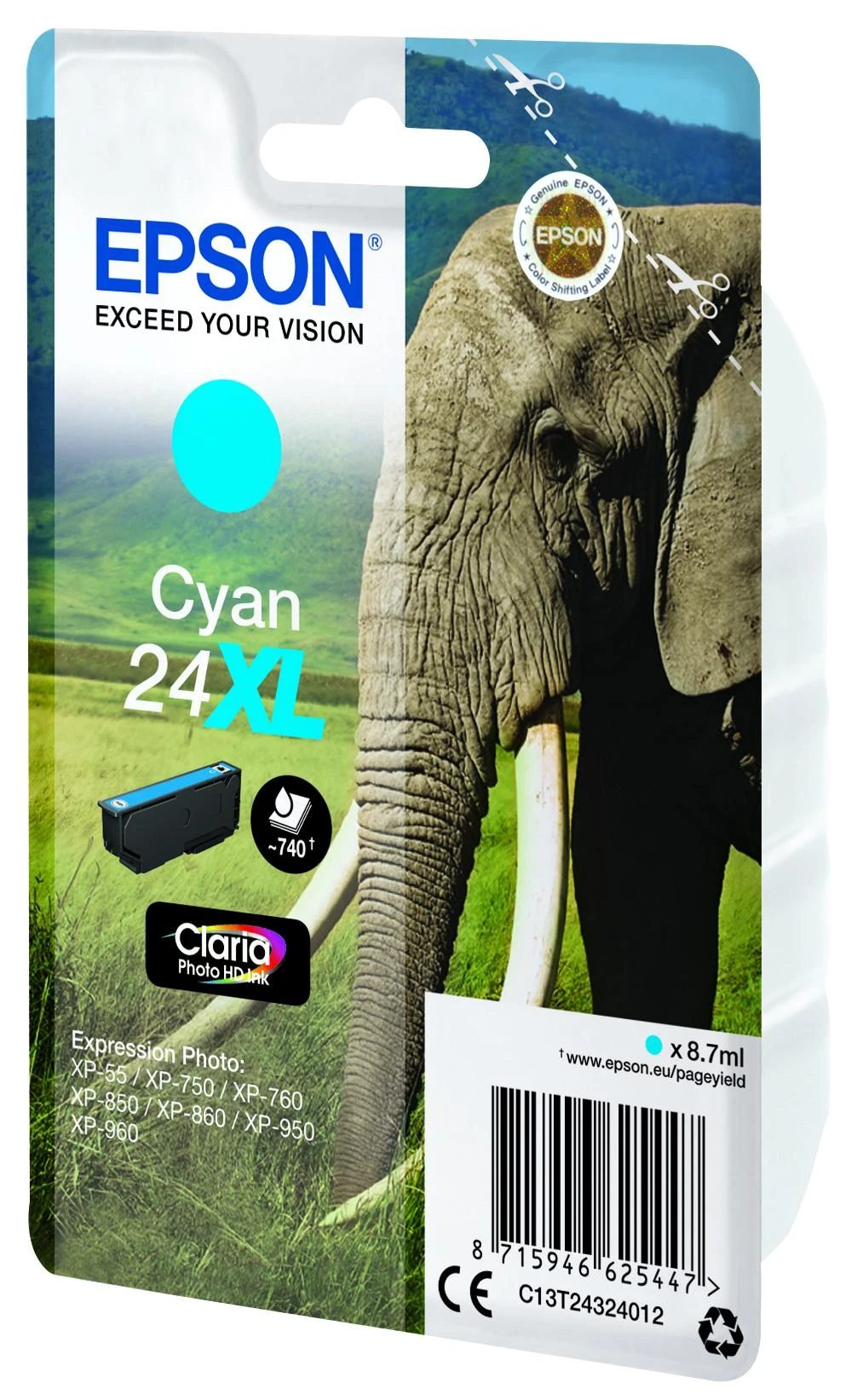 Epson 24XL Claria Photo HD rašalo kasetė XL, žydra