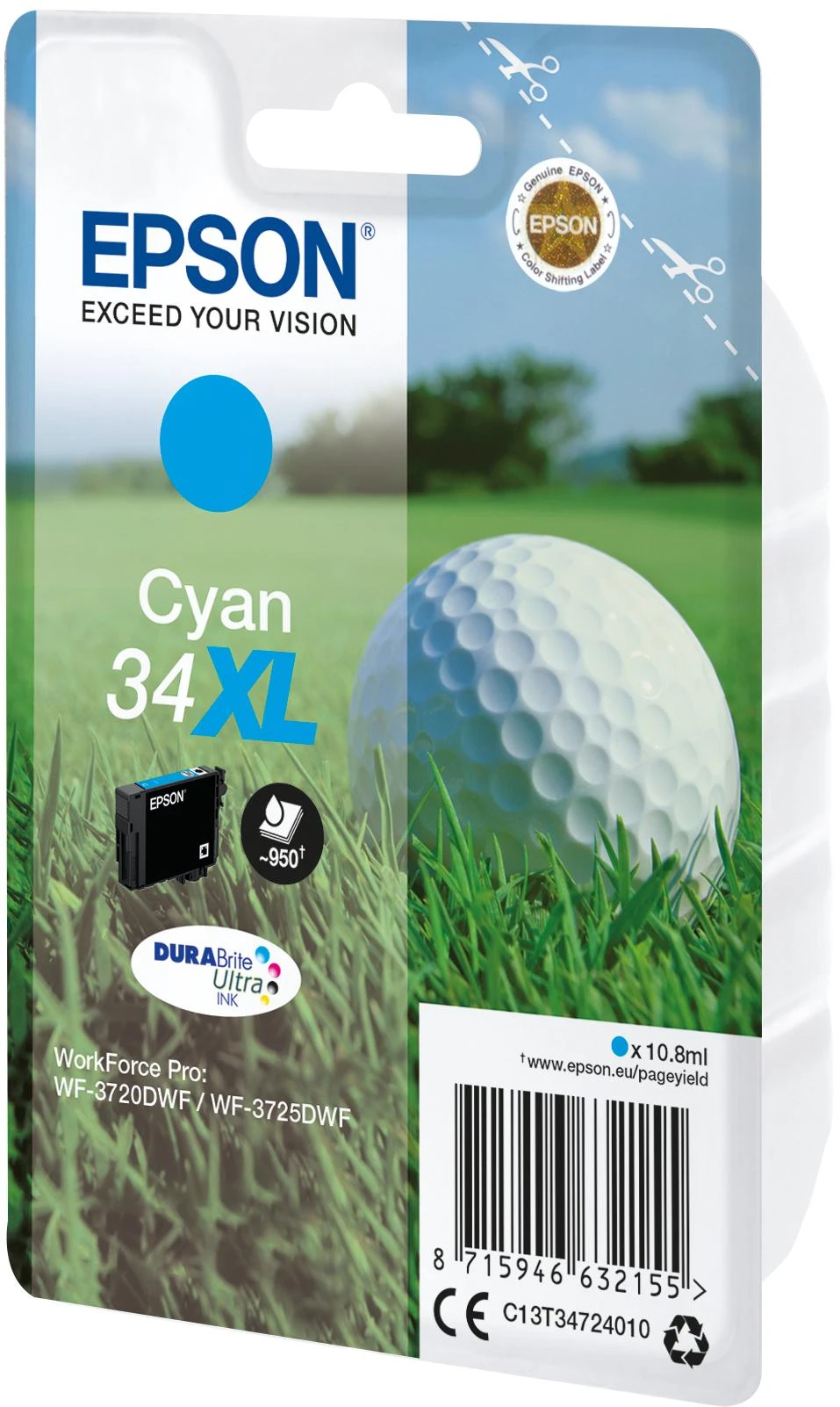 Kasetė - Epson C13T34724010 Didelės talpos DURABrite Ultra Cyan