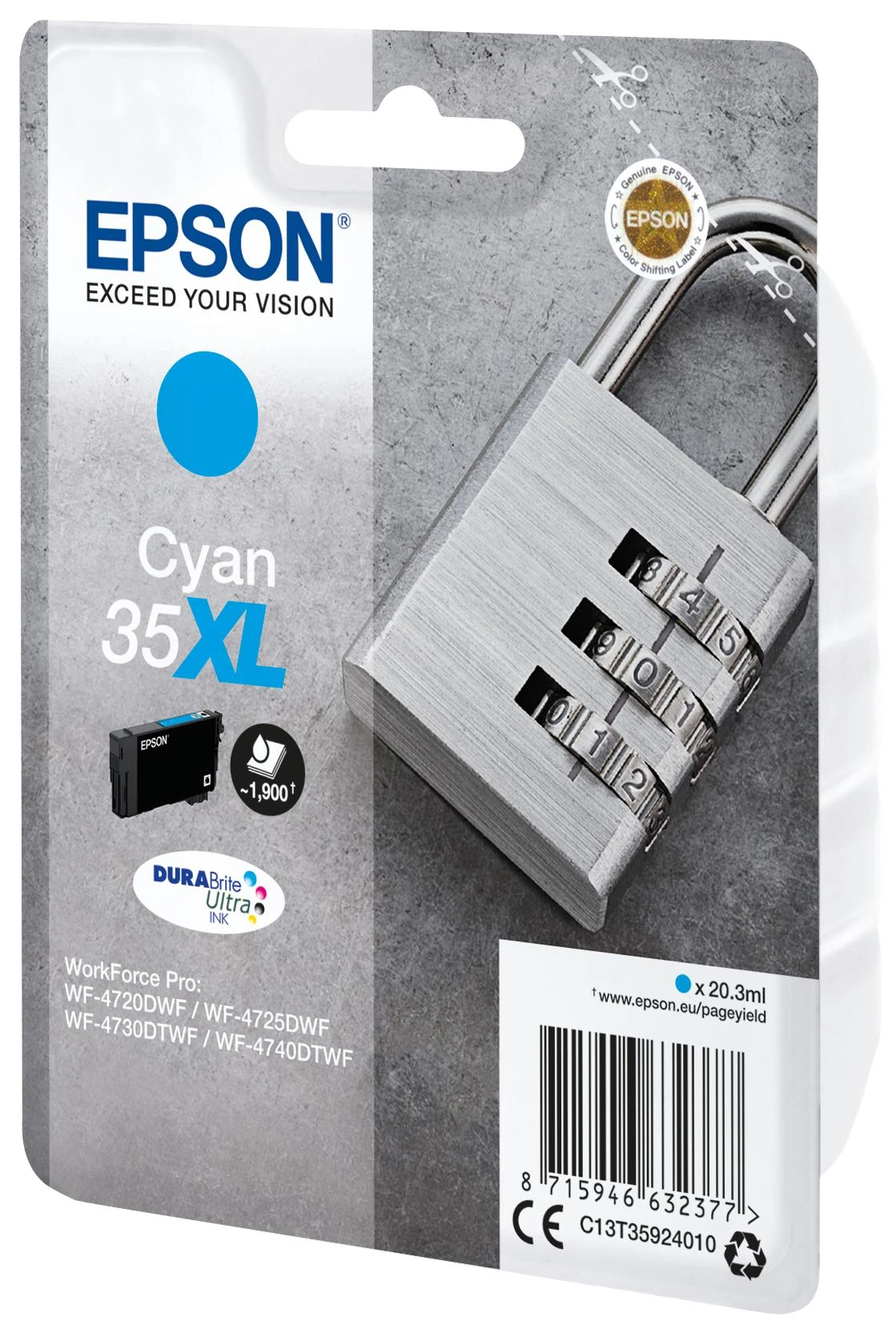 Epson rašalo kasetė žalsvai mėlyna DURABrite Ultra Ink 35 XL T 3592