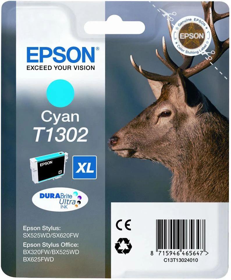 Epson T1302 rašalo kasetė, žalsvai mėlyna