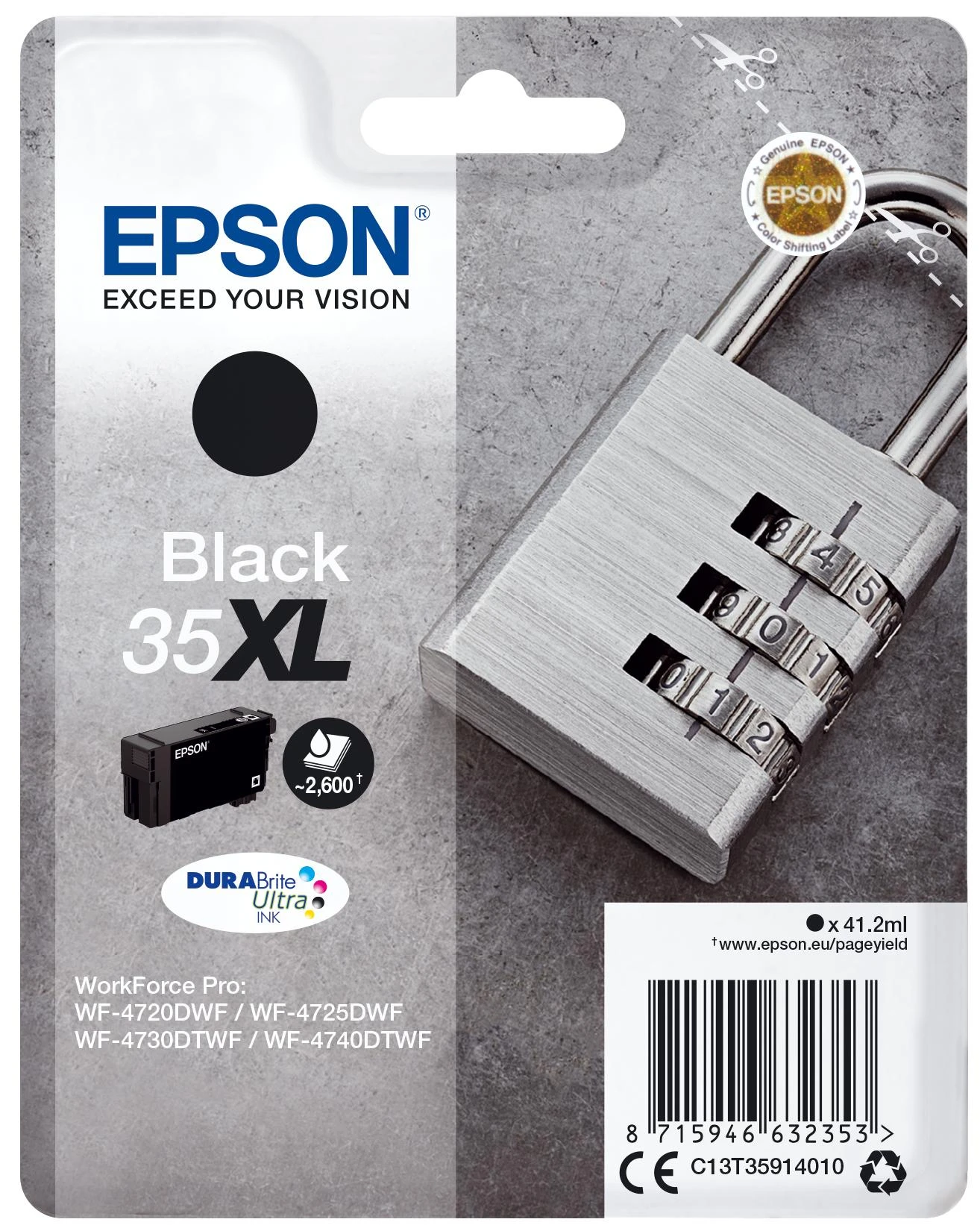 Epson No.35XL (C13T35914010), juoda kasetė