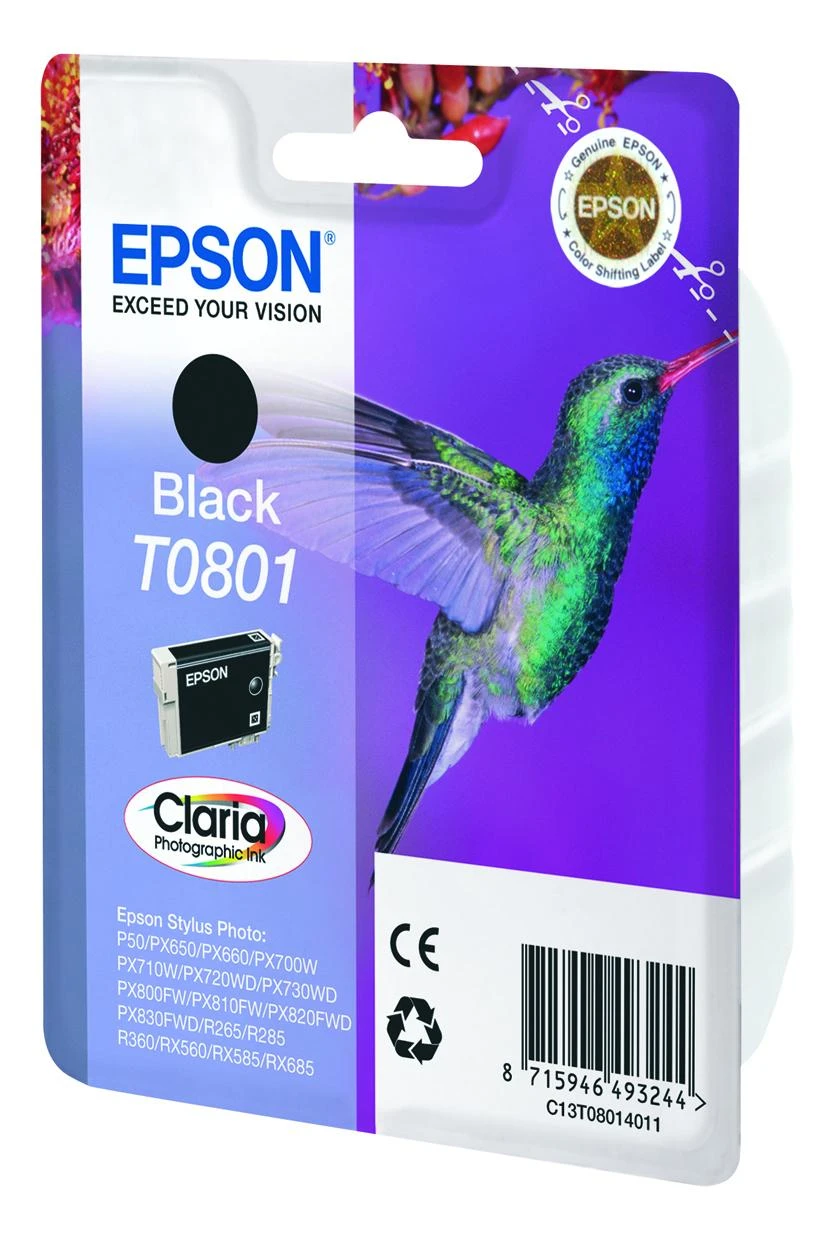 Epson Singlepack Juodas T0801 Claria Photographic Ink Juodas