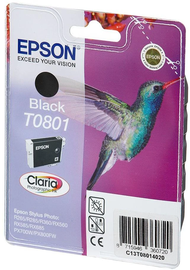 Epson Singlepack Juodas T0801 Claria Photographic Ink Juodas