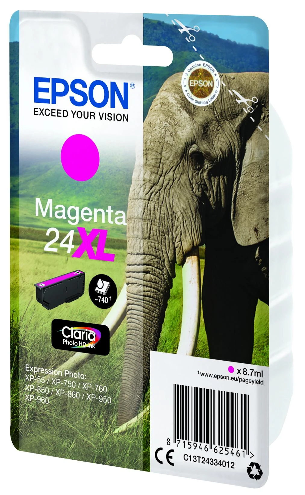 „Epson Claria Photo HD“ rausvai raudona rašalo kasetė, 24XL, rausvai raudona